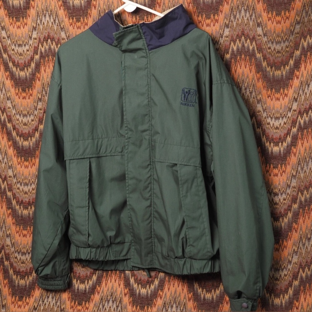 Brand New Nikken Logo Men’s Green Windbreaker Rain Jacket/Coat Size XL